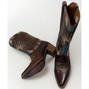Nocona ME1924 Conchita Brown Serape Western Boots Women's Size 9 B Leather